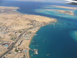 letecký pohled na Hurghadu