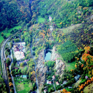 Letecký pohled na Prokopské údolí